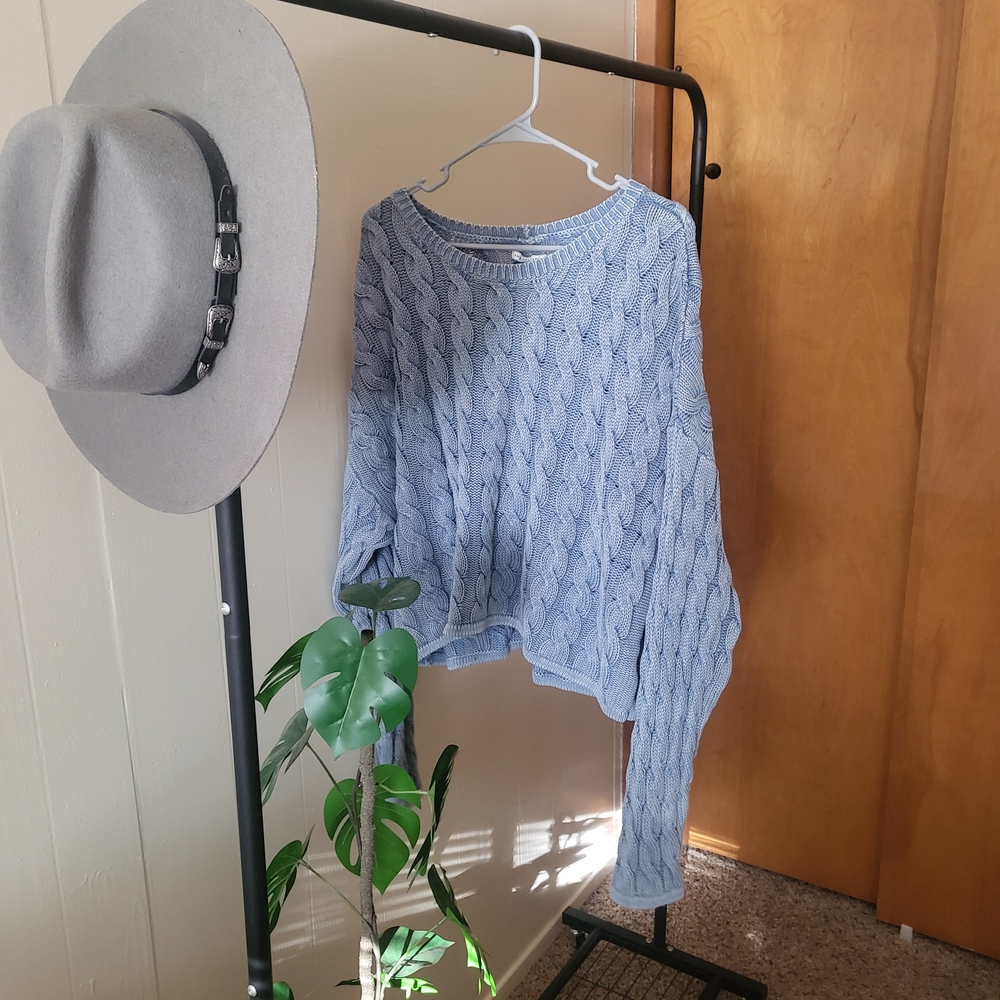 American Eagle Outfitters Light Blue Cable Knit Sweater XXL